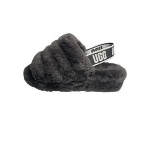 UGG Womens Soft Fluff Yeah Slide Slippers Size 6 Shoes Sandal Gray Charcoal Clog